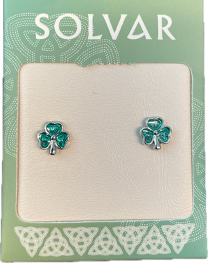 Solvar Green Enamel Stud Earrings