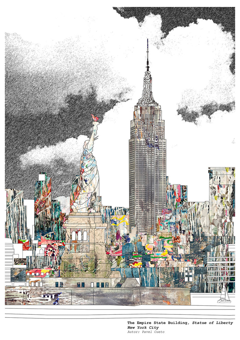 The Empire State Building, Statue of Liberty NYC Print – Empire