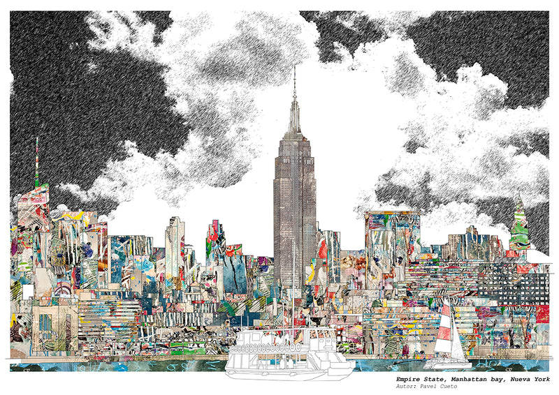 The Empire State Building East River Panoramic NYC Print – Empire
