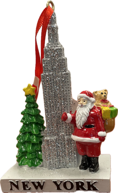 NY 3D Glitter ornament ESB Tree Santa