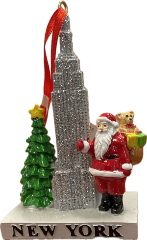 NY 3D Glitter ornament ESB Tree Santa