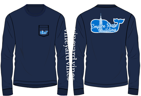 ESB Script Vineyard Vines Adult CU Long Sleeve pocket t-shirt