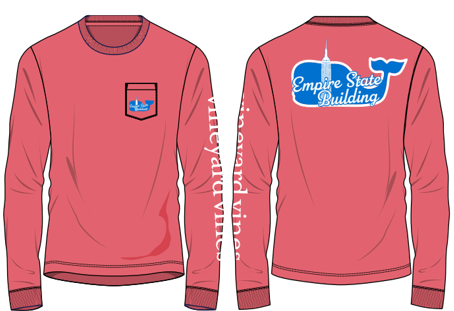 ESB Script Vineyard Vines Adult CU Long Sleeve pocket t-shirt