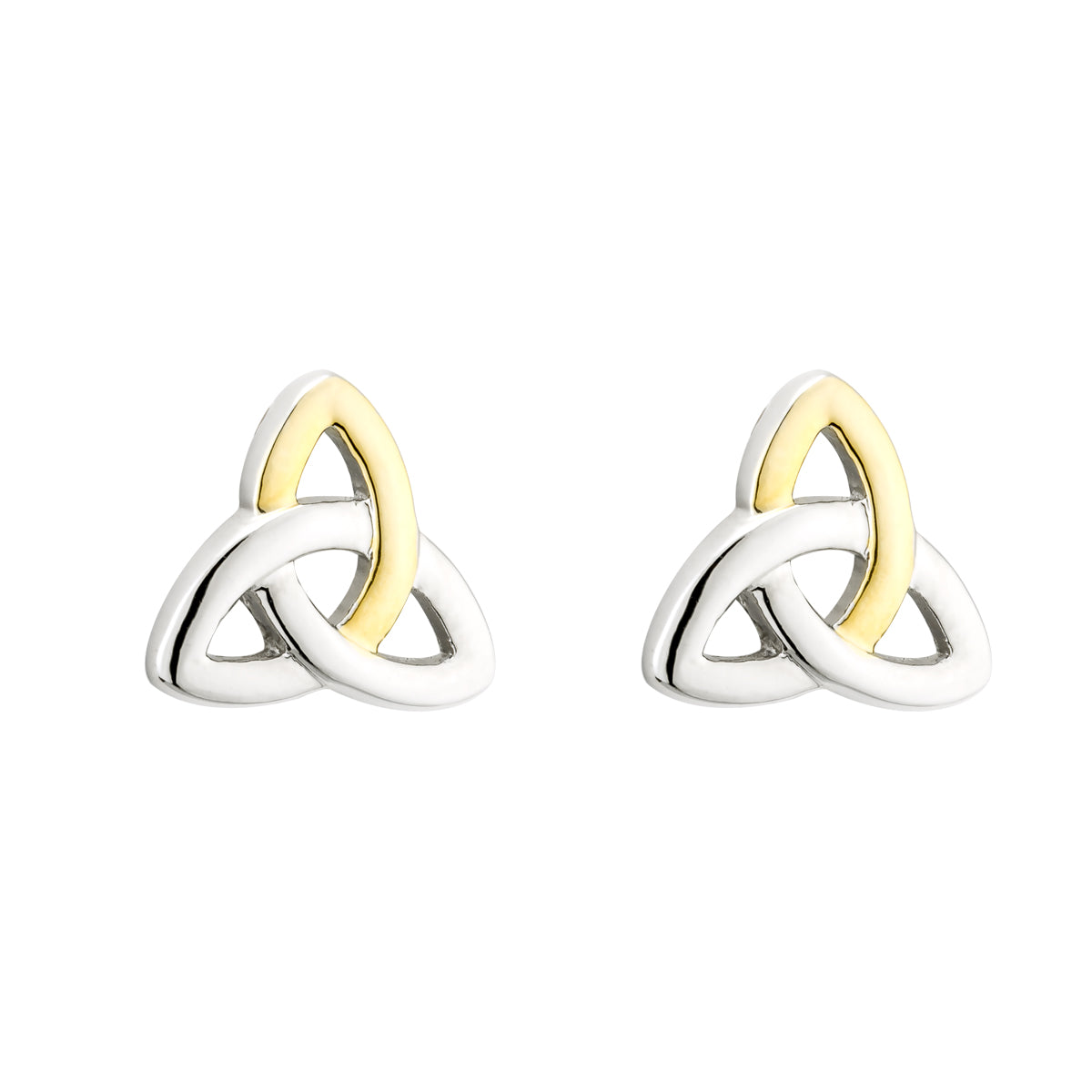Solvar 2-Tone Trinity Knot Stud Earrings