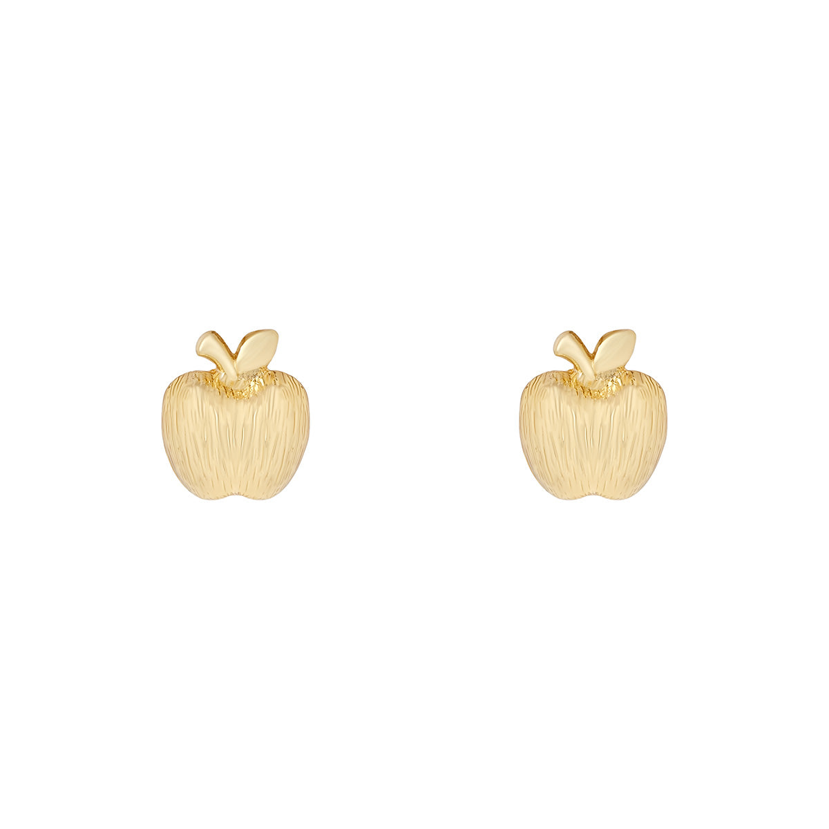 Gold Plate Matt Apple Stud Earrings