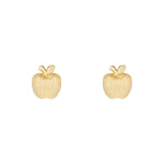 Gold Plate Matt Apple Stud Earrings