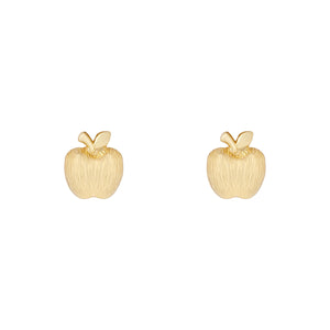 Gold Plate Matt Apple Stud Earrings