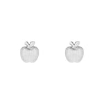 Rhodium Plate Matt Apple Stud Earrings