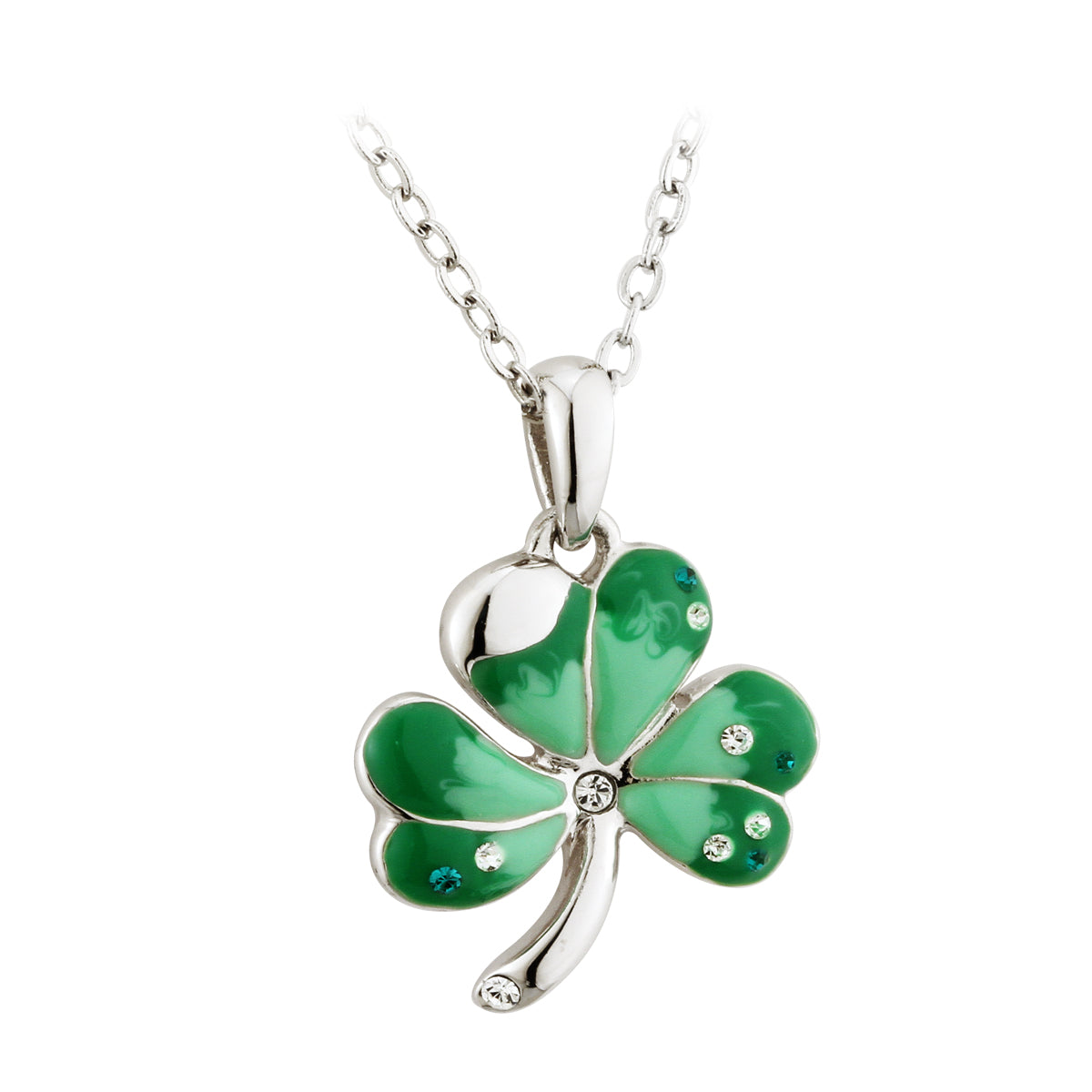 Solvar Crystal Shamrock Pendant Necklace