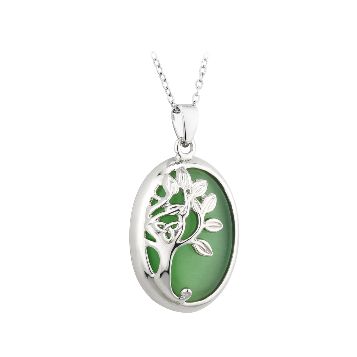 Solvar RP Cat Eye Tree Of Life Pendant Necklace