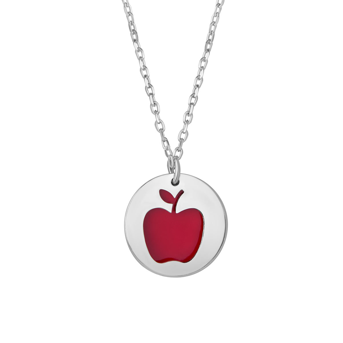 Rhodium Plate Apple Swing Disc Pendant