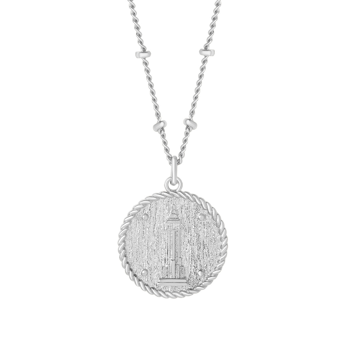 Rhodium Plate Matt Disc Empire State Building Pendant