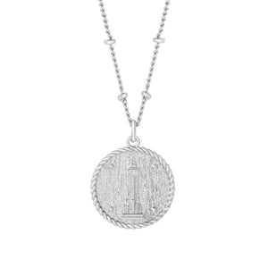Rhodium Plate Matt Disc Empire State Building Pendant