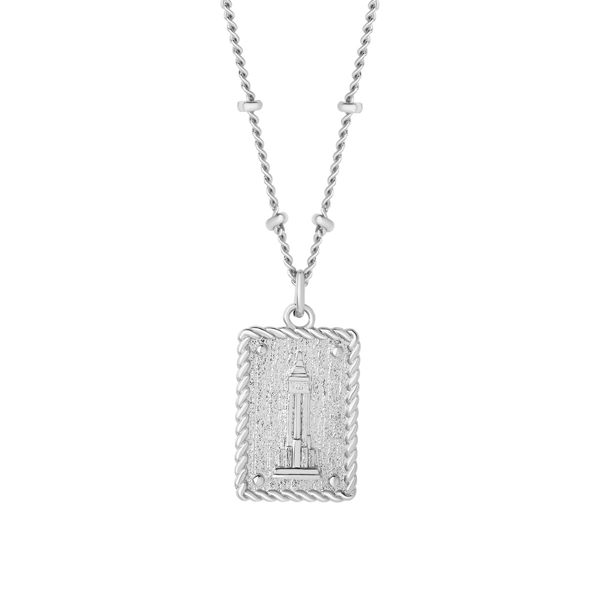 Rhodium Plate Matt Ingot Empire State Building Pendant