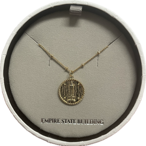 Gold Plate Matt Disc Empire State Building Pendant