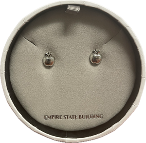 Rhodium Plate Matt Apple Stud Earrings