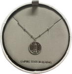 Rhodium Plate Matt Disc Empire State Building Pendant