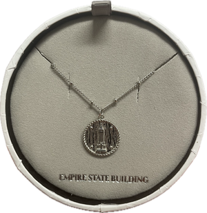 Rhodium Plate Matt Disc Empire State Building Pendant