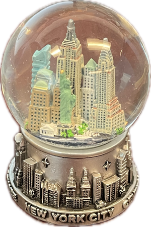 NYC Skyline Pewter 45mm mini snow globe