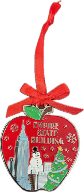 ESB XMAS Ornament Apple Metal with red ribbon