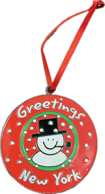 NY Greetings Snowman Ornament