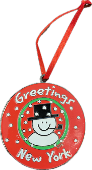 NY Greetings Snowman Ornament