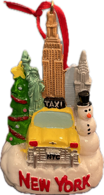NY 3D XMAS Ornament Skyline, Taxi, Snowman
