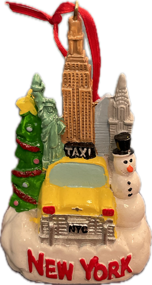 NY 3D XMAS Ornament Skyline, Taxi, Snowman