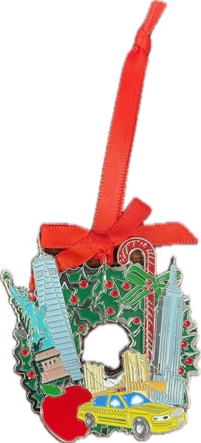 NYC Collage on Wreath XMAS Metal Ornament