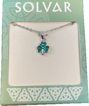 Solvar Green Enamel Pendant Necklace